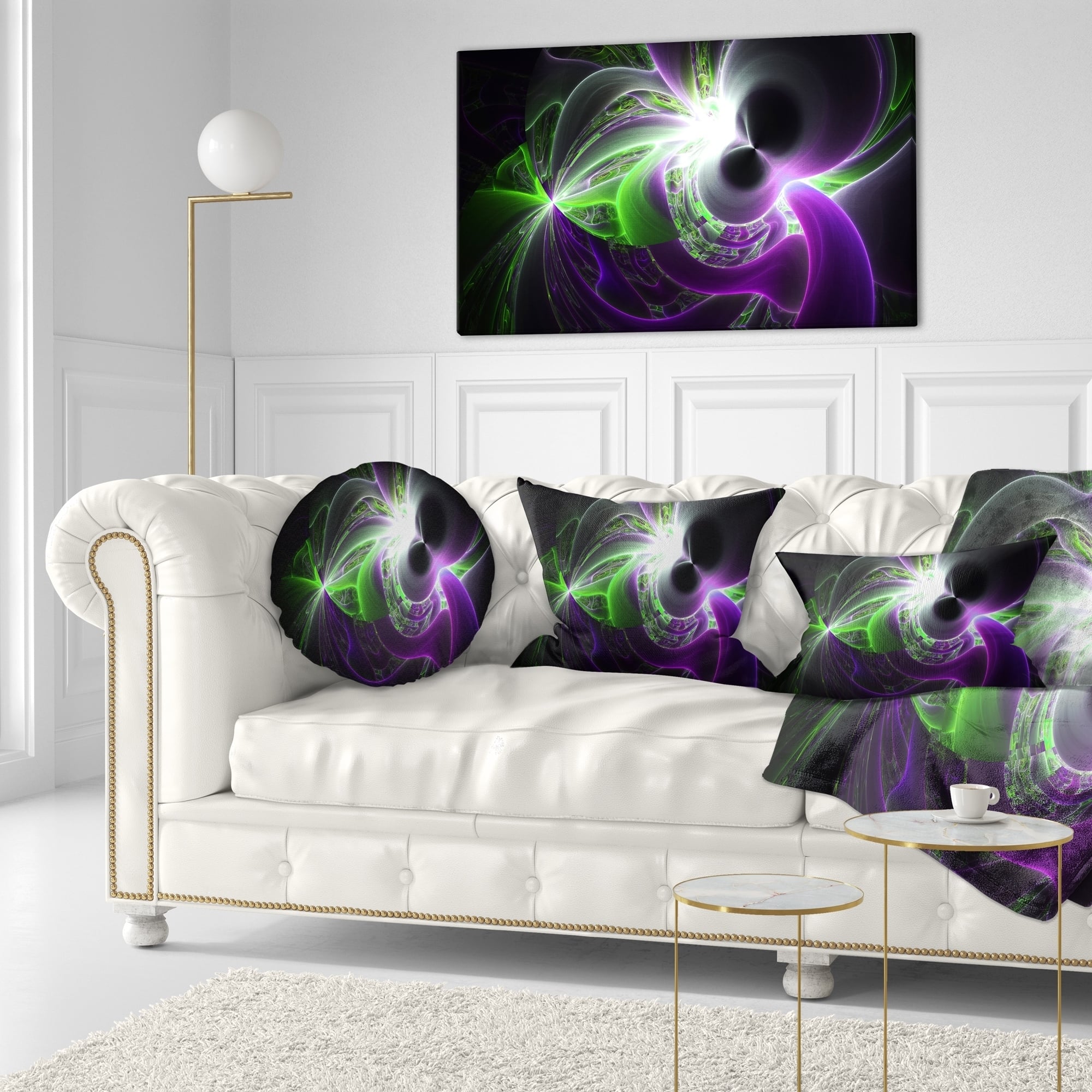 Designart 'Glowing Purple Green Plasma' Abstract Throw Pillow - Bed ...