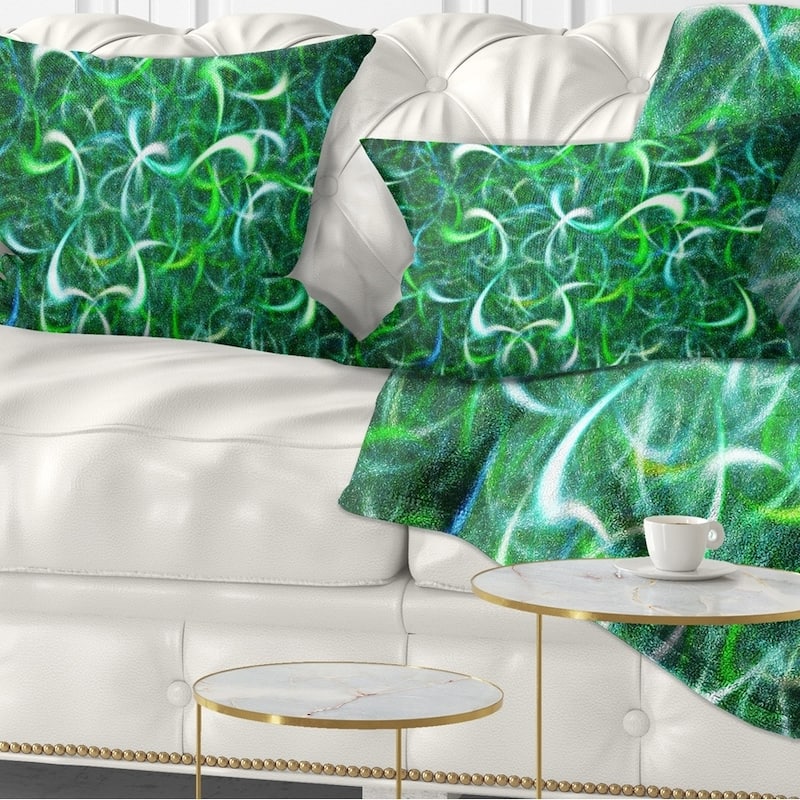 Designart 'Dark Green Watercolor Fractal Art' Abstract Throw Pillow - Rectangle - 12 in. x 20 in. - Medium