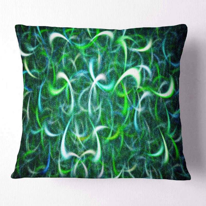 Designart 'Dark Green Watercolor Fractal Art' Abstract Throw Pillow - Square - 16 in. x 16 in. - Small