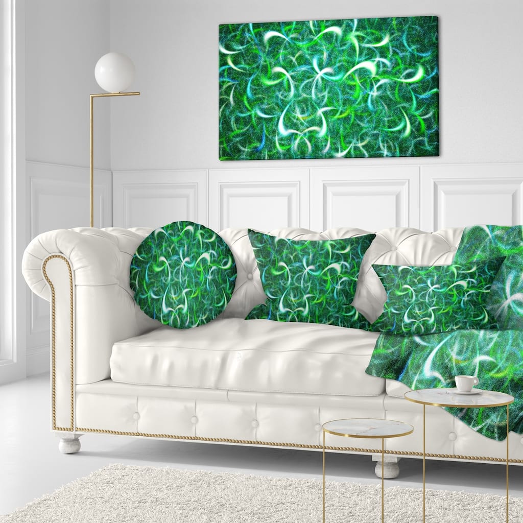 Designart 'Dark Green Watercolor Fractal Art' Abstract Throw Pillow