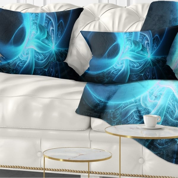 Designart Shining Bright Blue On Black Abstract Throw Pillow On Sale Overstock 20951802