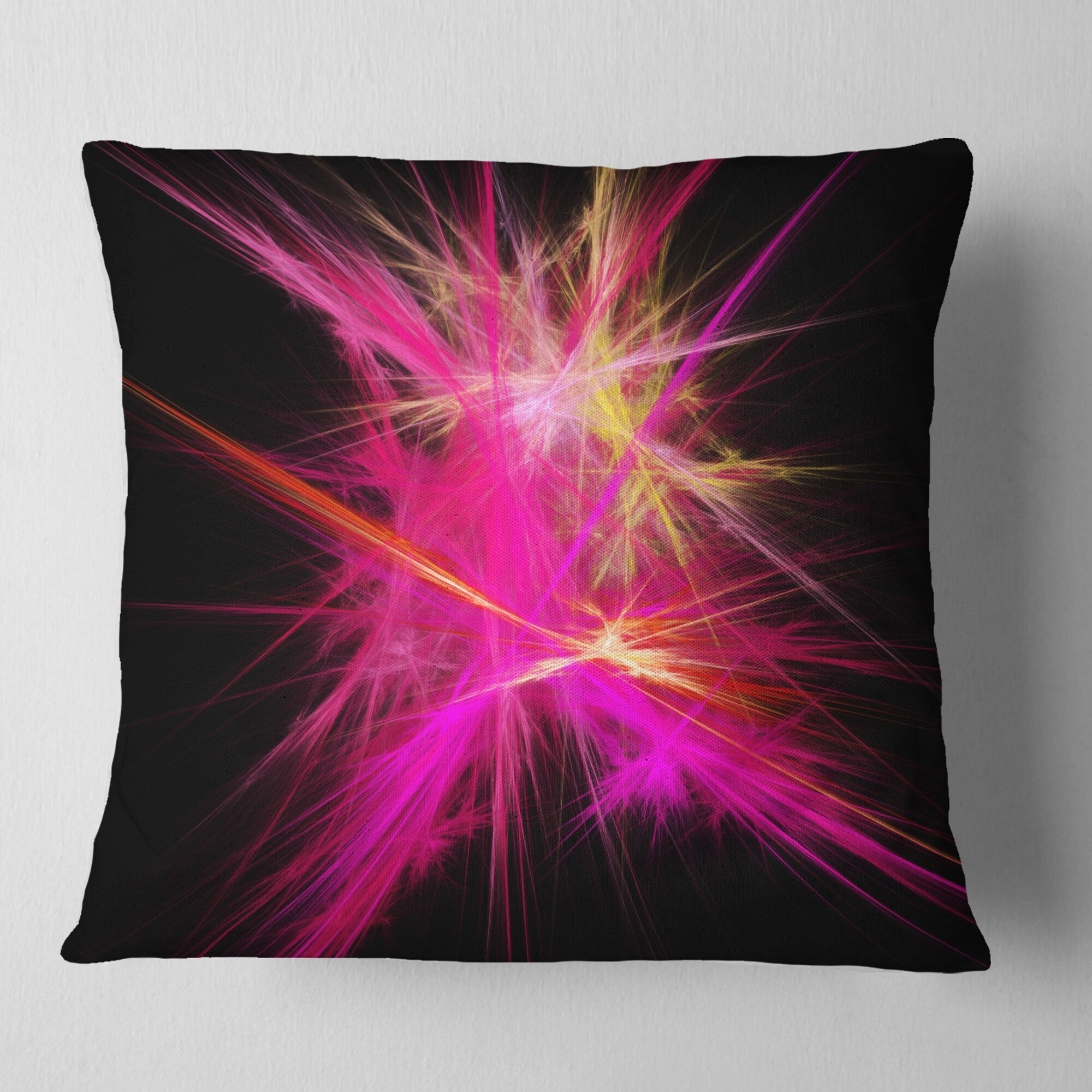 Designart 'Pink Fractal Chaos Multicolored Rays' Abstract-image