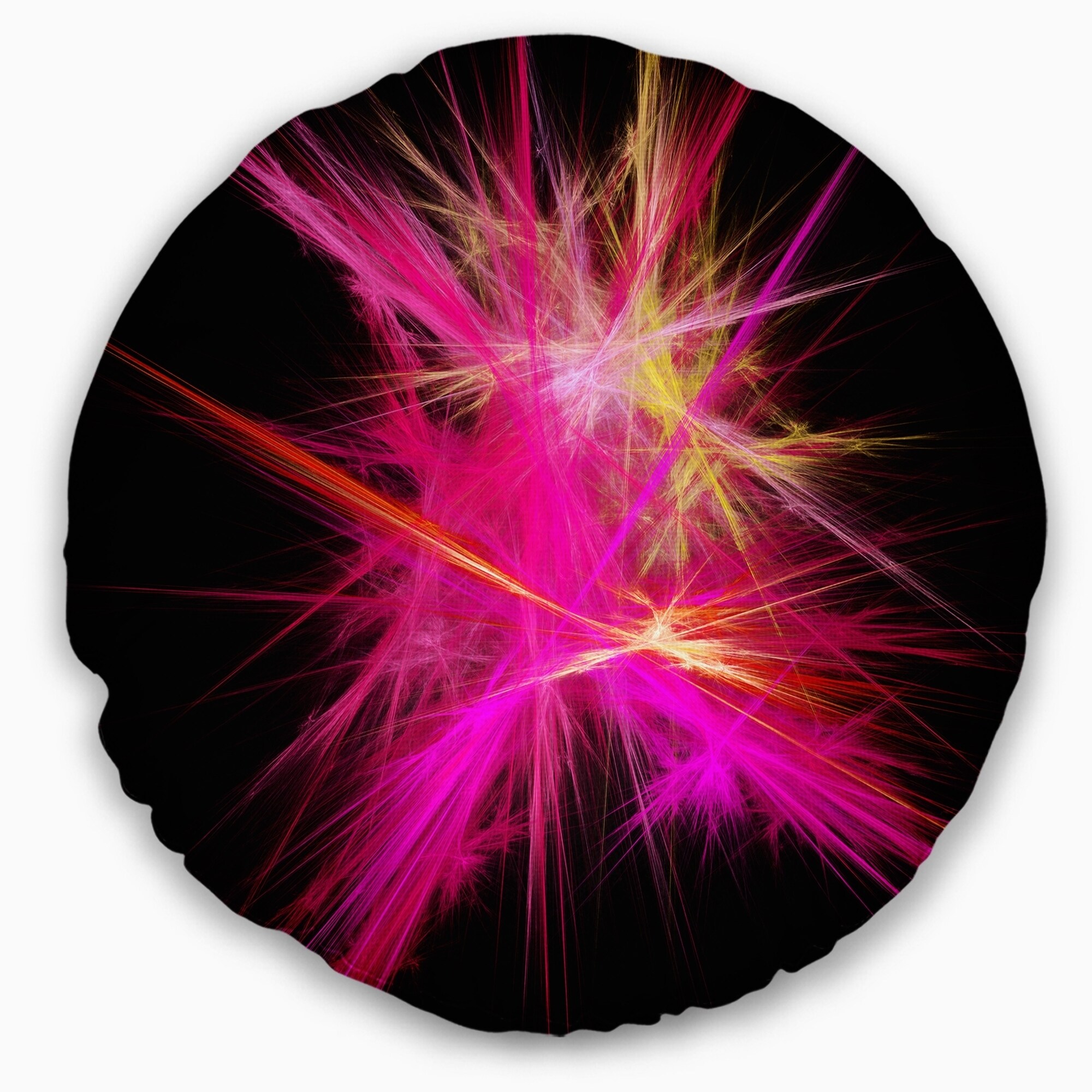 Designart 'Pink Fractal Chaos Multicolored Rays' Abstract-image