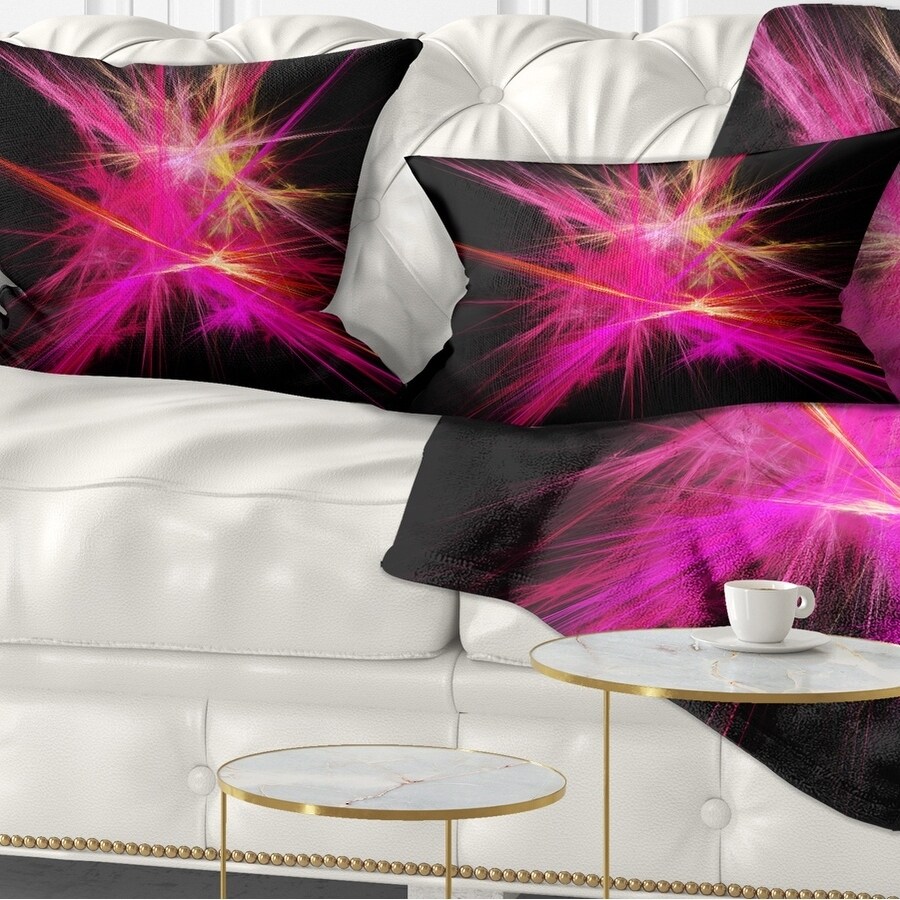 Designart 'Pink Fractal Chaos Multicolored Rays' Abstract-image