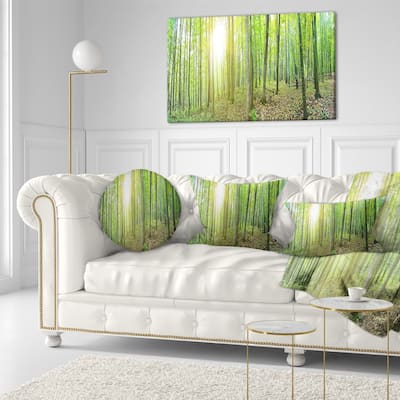 Designart 'Thick Green Forest Panorama' Landscape Printed Throw Pillow