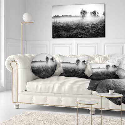 Designart 'Rural Meadow in Mist' Landscape Printed Throw Pillow