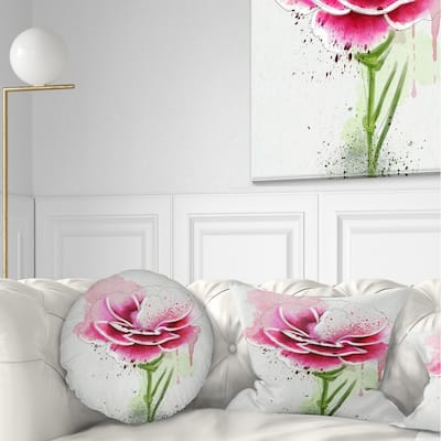 Designart 'Pink Hand drawn Watercolor Flower' Floral Throw Pillow