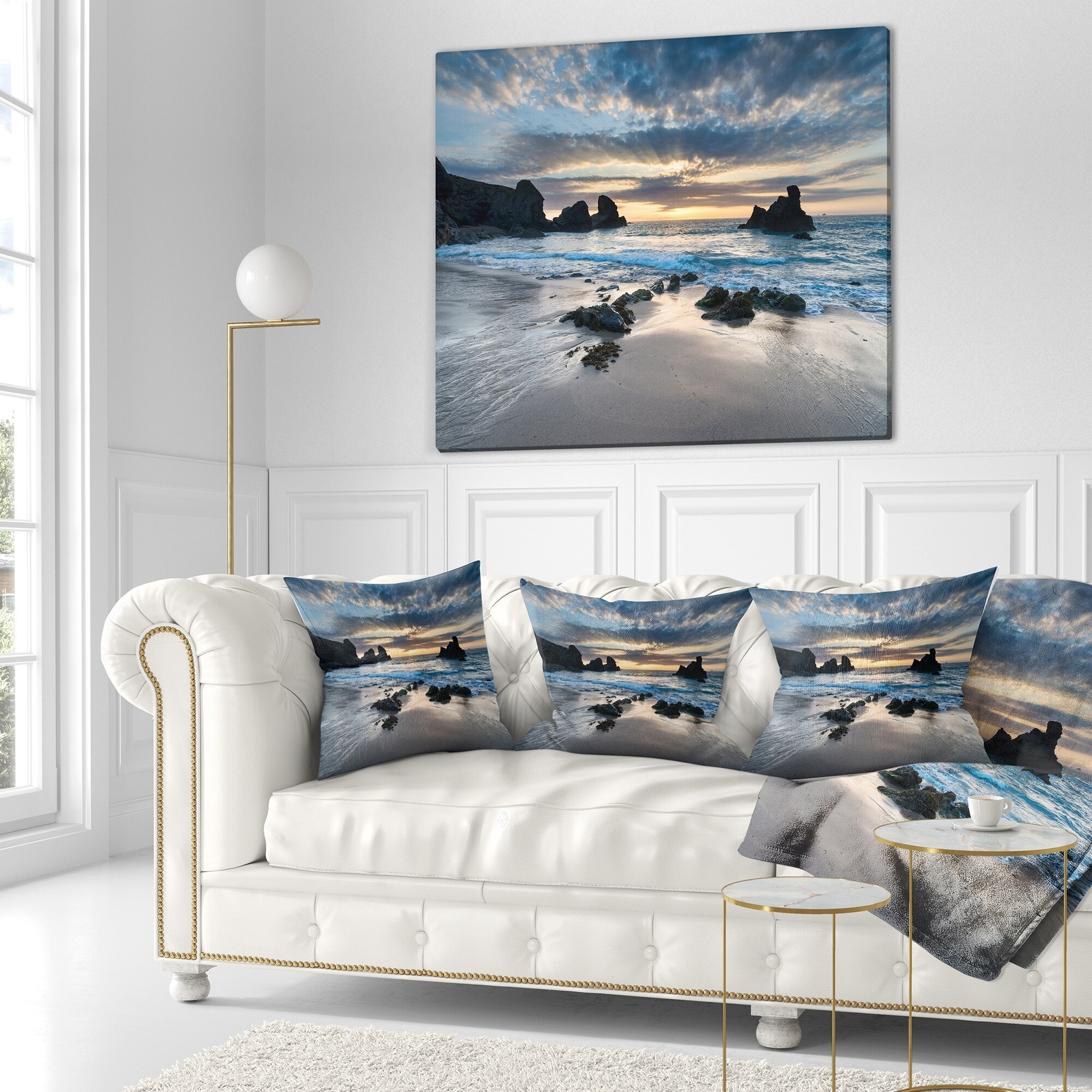 Designart CU14736-20-20-C Beautiful Porthcothan Bay Seashore Round Cushion Cover for Living Room Sofa Throw Pillow 20