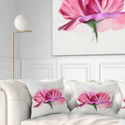 Designart 'Hand drawn Pink Rose Watercolor' Floral Throw Pillow