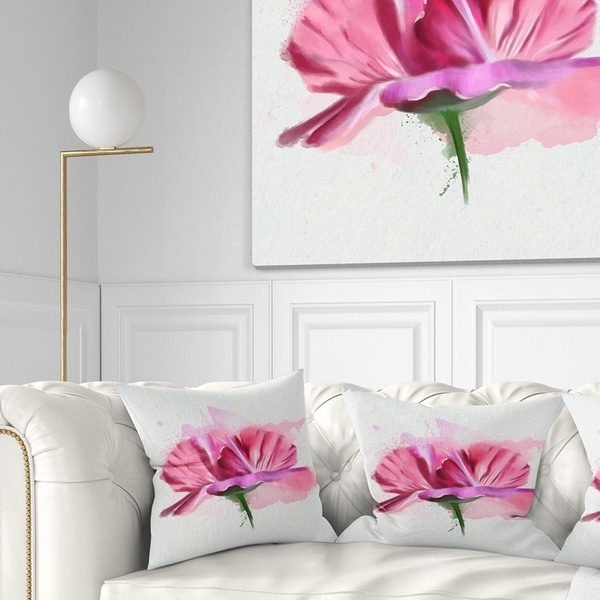 Designart 'Hand drawn Pink Rose Watercolor' Floral Throw Pillow - On ...