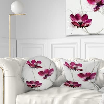 Designart 'Lovely Red Watercolor Poppies' Flowers Throw Pillowwork