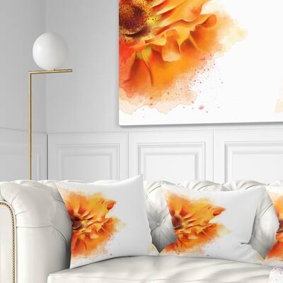 Designart 'Beautiful Yellow Flower Watercolor' Flowers Throw Pillowwork