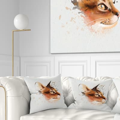 Designart 'Lovely Brown Cat Watercolor Sketch' Animal Throw Pillow