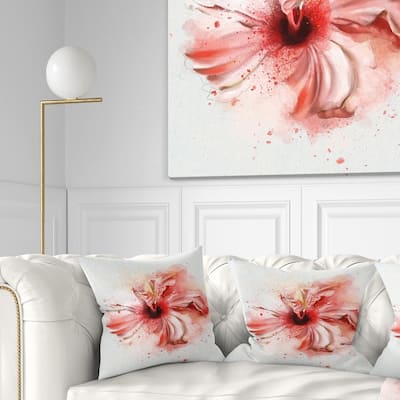 Designart 'Lovely Pink Watercolor Flower' Flowers Throw Pillowwork