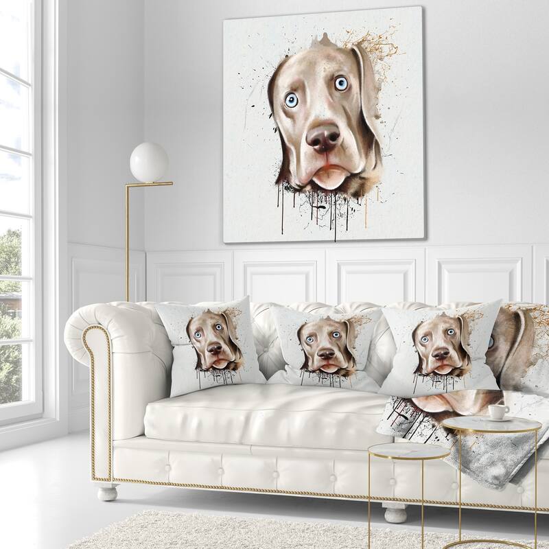 Designart 'Cute Dog Portrait Watercolor' Animal Throw Pillow