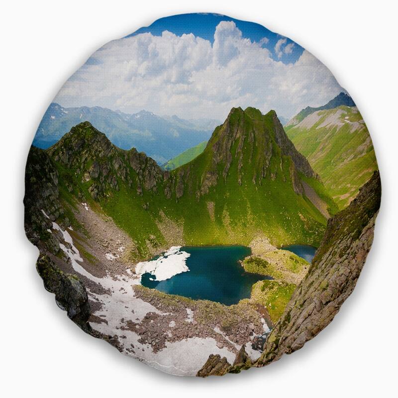 Designart 'Mountain Lake View on Bright Day' Landscape Printed Throw Pillow