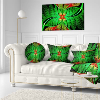 Designart 'Fractal Green Leaf Design' Abstract Throw Pillow