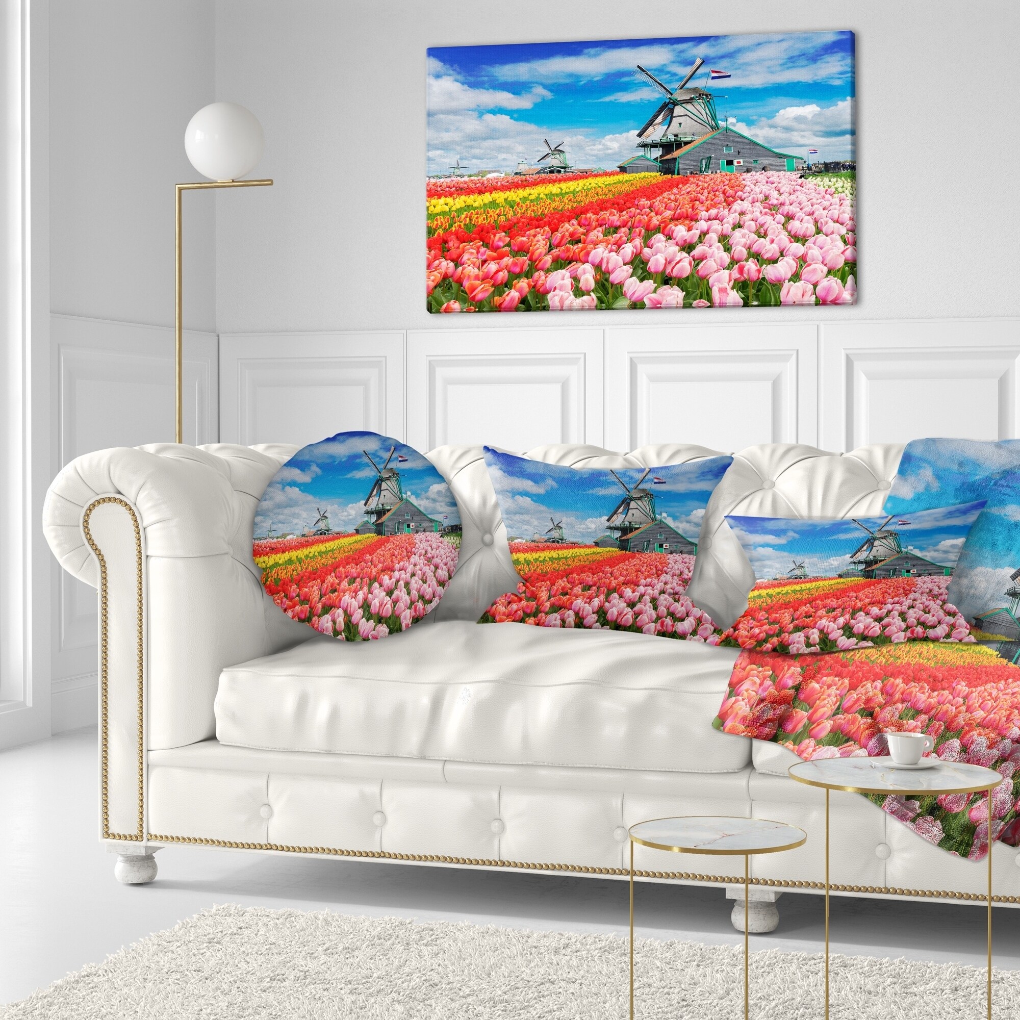 Designart 'Dutch Windmills and Garden' Abstract Throw Pillow