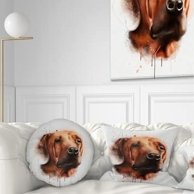 Designart 'Brown Dog Face Watercolor' Animal Throw Pillow