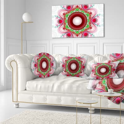Designart 'Pink Fractal Pattern with Circles' Abstract Throw Pillow