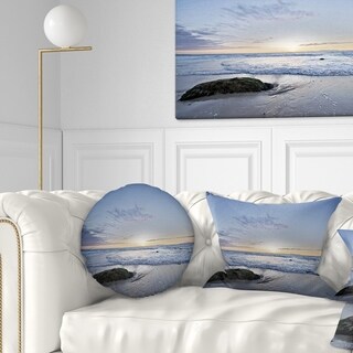 Designart 'Beautiful Rocky Seashore in Blue' Seashore Throw Pillow ...