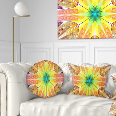 Designart 'Yellow Glowing Fractal Texture' Abstract Throw Pillow