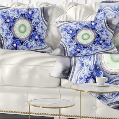 Designart 'Blue on White Pattern with Circles' Abstract Throw Pillow