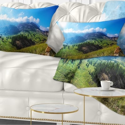 Designart 'Mountain Landscape Panorama' Landscape Printed Throw Pillow
