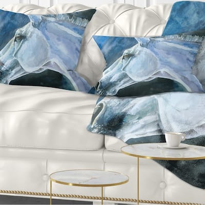 Designart 'Gray Horse Watercolor' Abstract Throw Pillow