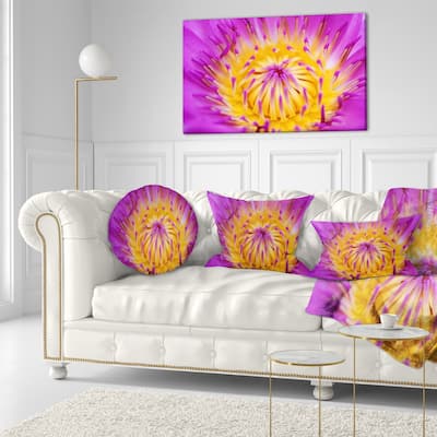 Designart 'Pink Yellow Abstract Lotus Flower' Flowers Throw Pillowwork