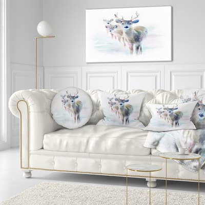 Designart 'Beautiful Deer With Big Horns' Animal Throw Pillow