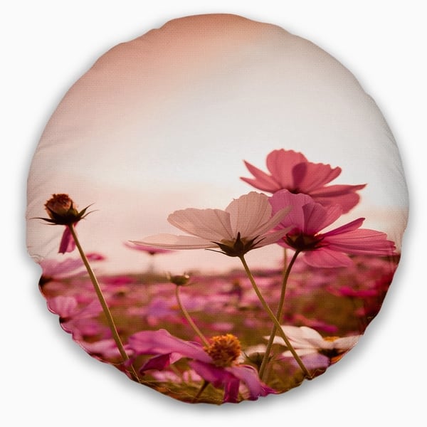 Designart Meadow With Beautiful Cosmos Flowers Floral Throw Pillow On Sale Overstock 20952290