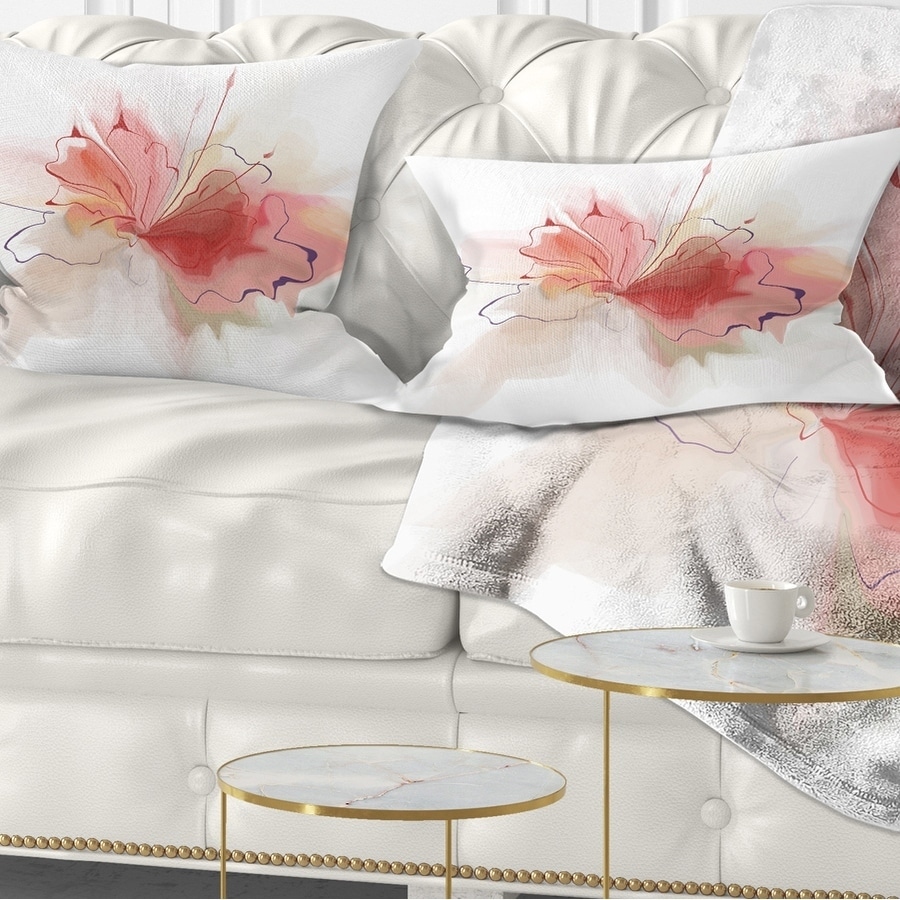 Designart Red Rose Painting with Splashes - Floral Throw Pillow - 18x18, Size: 18 x 18