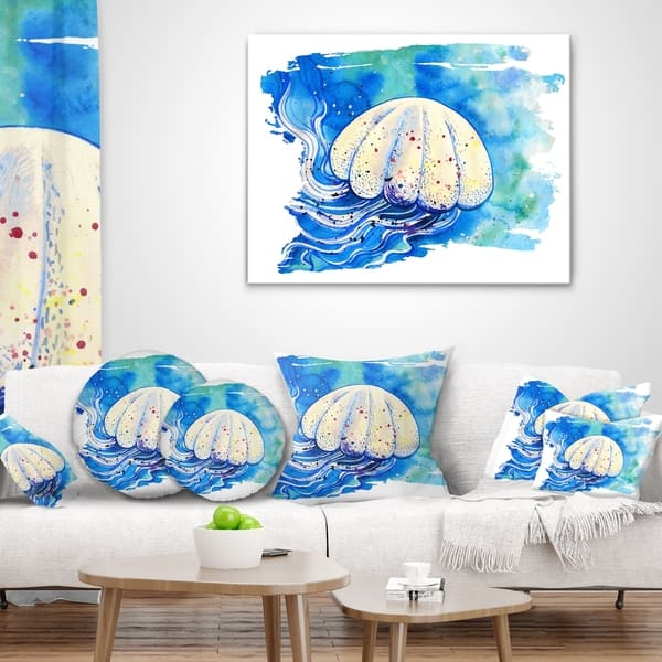 Designart Jellyfish Watercolor Painting Abstract Throw Pillow On Sale Overstock 20952350