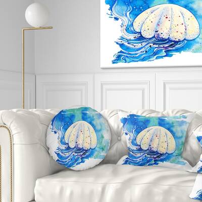 Designart 'Jellyfish Watercolor Painting' Abstract Throw Pillow