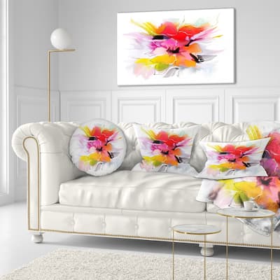 Designart 'Colorful Abstract Flowers on White' Floral Throw Pillow