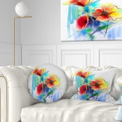 Designart 'Watercolor Multi color Flower Illustration' Floral Throw Pillow