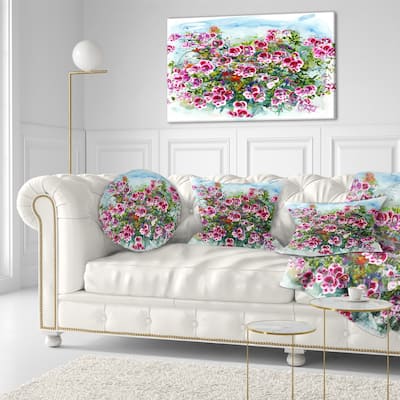Designart 'Purple Flowers Watercolor Illustration' Floral Throw Pillow