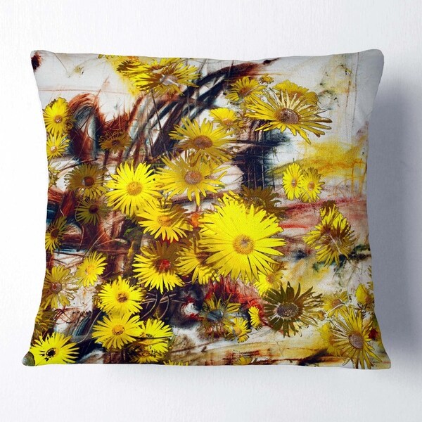 Yellow floral throw best sale pillows
