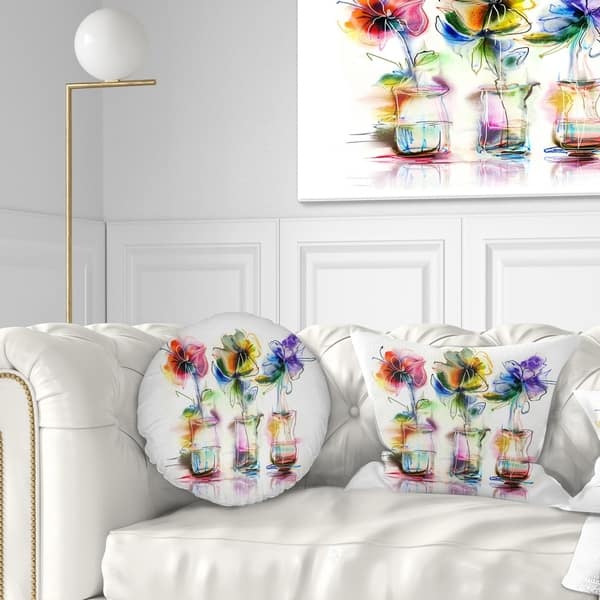 Shop Designart Abstract Flowers In Glass Vases Floral Throw