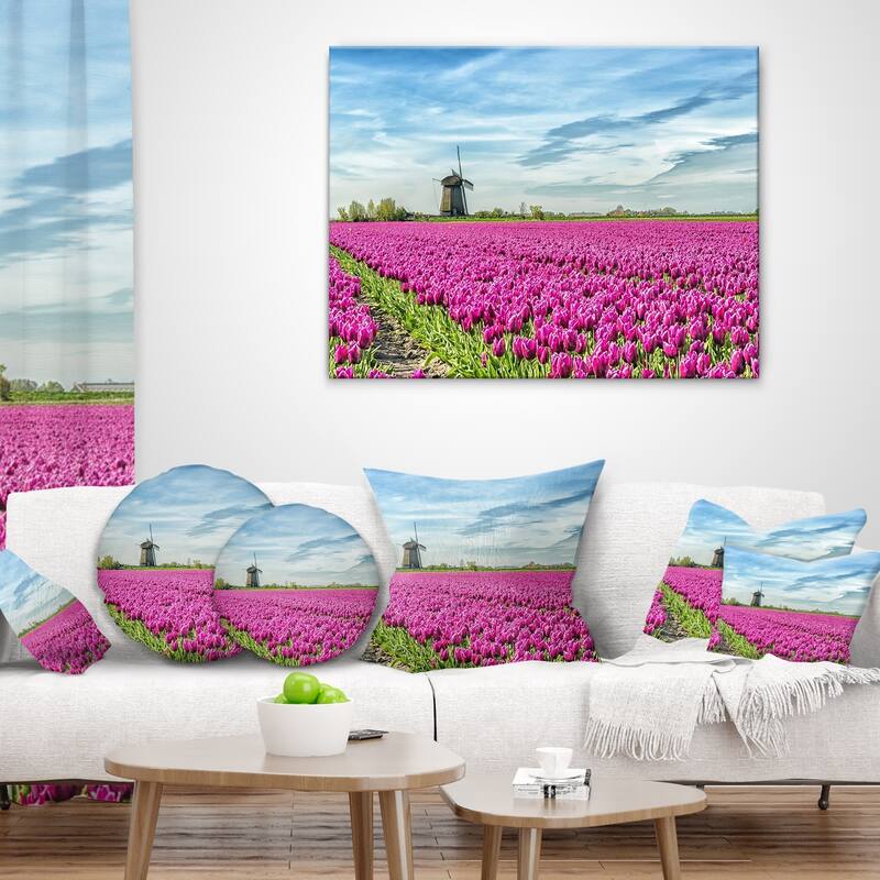 Designart 'Traditional Holland Countryside' Landscape Printed Throw Pillow