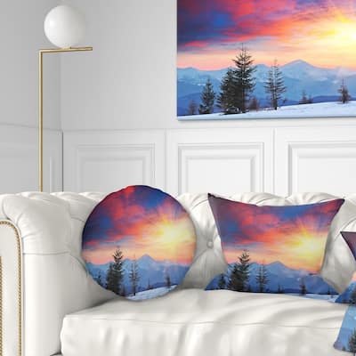 Designart 'Beautiful Winter Landscape View' Landscape Printed Throw Pillow