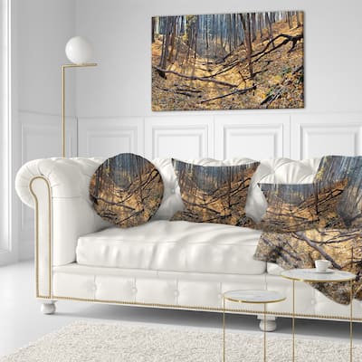 Designart 'Thick Autumn Forest Panorama' Landscape Printed Throw Pillow