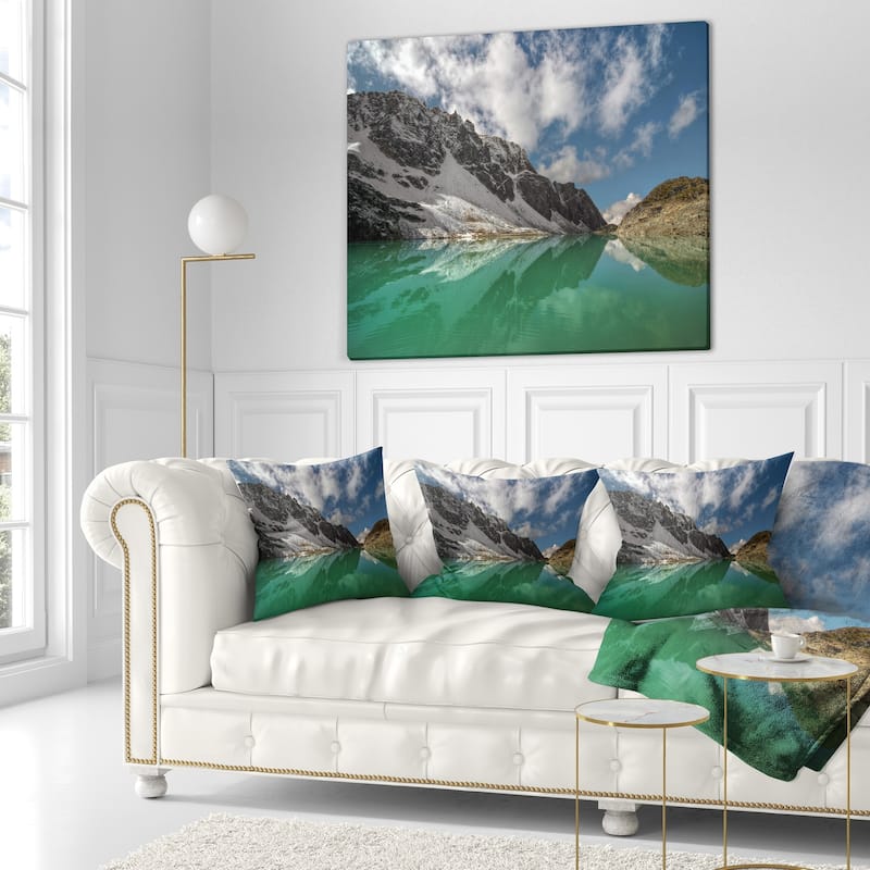 Designart 'Clear Mountain Lake under Bright Sky' Landscape Printed ...