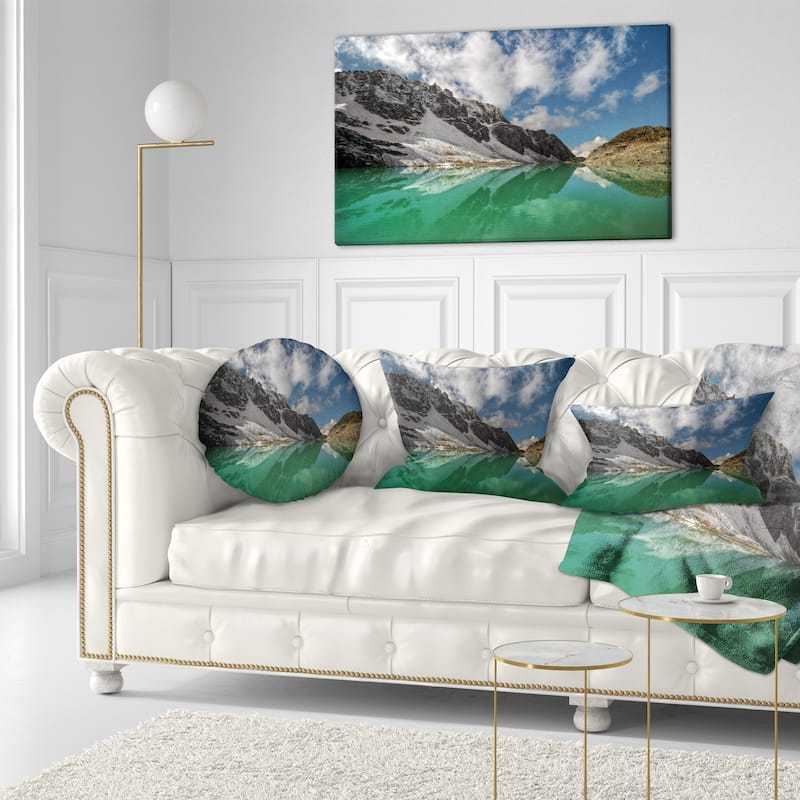 Designart 'clear Mountain Lake Under Bright Sky' Landscape Printed 