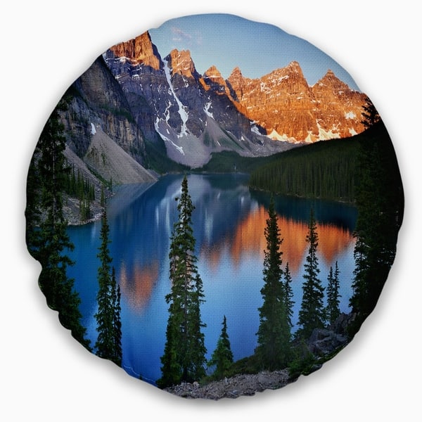 Designart Beautiful Moraine Lake Canada Landscape Printed Throw Pillow On Sale Overstock 20952523