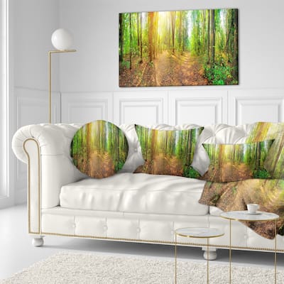 Designart 'Dense Forest Panorama' Landscape Printed Throw Pillow