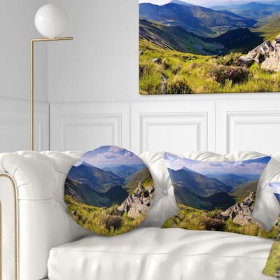 Designart 'Rocky Summer Hills under Blue Sky' Landscape Printed Throw Pillow