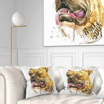 Designart 'Funny Dog in Brown' Animal Throw Pillow