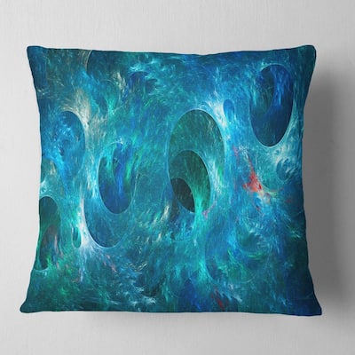 Designart 'Blue Circles Fractal Texture' Abstract Throw Pillow